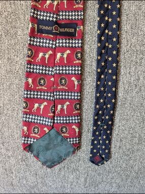 Tommy Hilfiger Red Patterned Silk Tie - Crest & Dog Motif